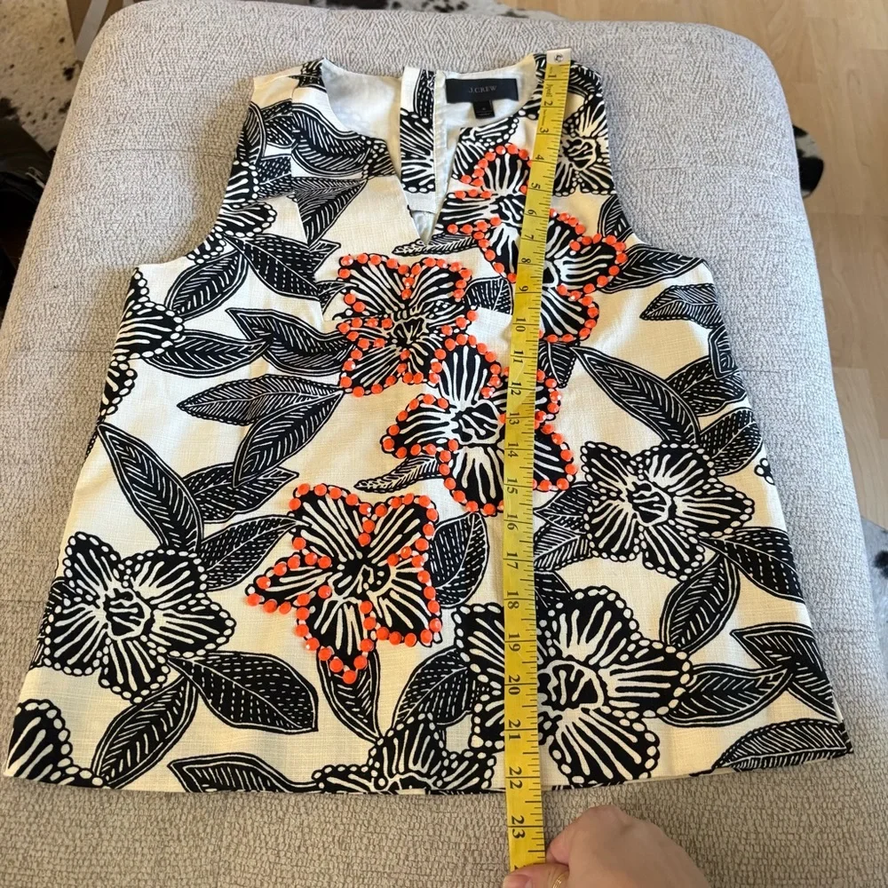 J CREW Notched Shell Polynesian Beaded Top‎ Size 0